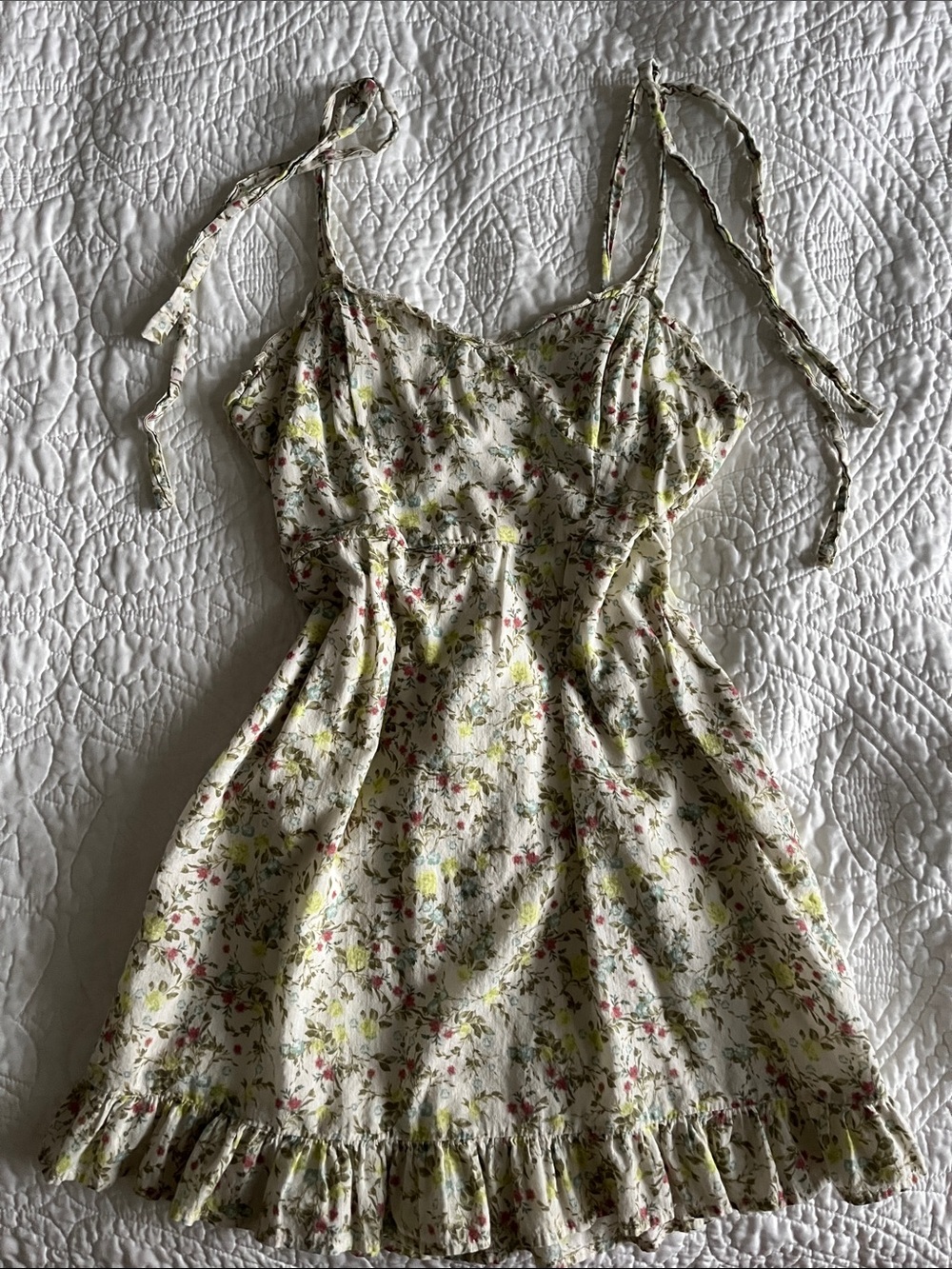 wild fable Cream Smocked Floral-Accent Sundress